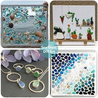 QYGL Sea Glass Stones - 0.9LB Blue Mixed Frosted Glass Pebbles Gemstones - color: Cobalt Blue, Aquamarine, White