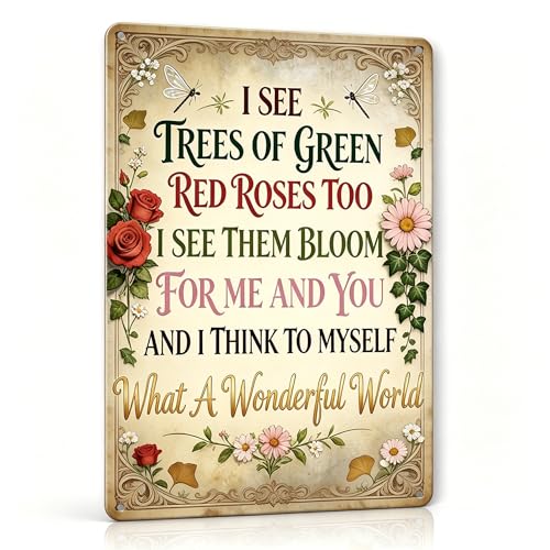 Vintage Garden Metal Signs, Funny Outdoor Wall Decor 8"x12" | What a Wonderful World, Weatherproof Aluminum Sign for Patio Yard Greenhouse, Gift For Gardeners - color: What a Wonderful World 2