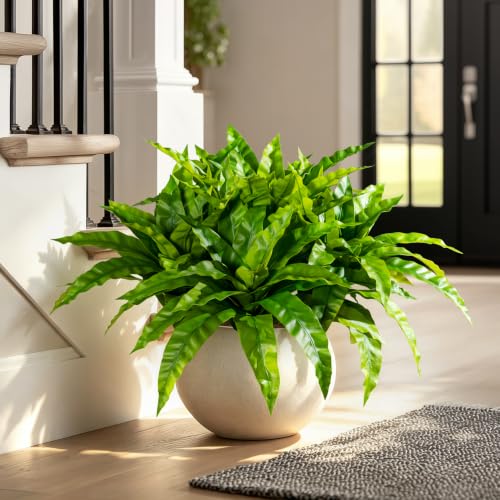 4 Pcs Artificial Greenery Stems Fake Bird Nest Fern Faux Branches Artificial Plants Realistic Fake Dracaena Realistic Plants for Indoor Outdoor Porch Patio Home Office Living Room Decor (Bright Green) - color: Bright Green