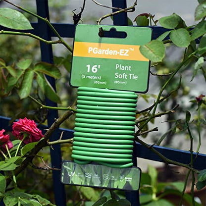 PGarden-EZ Green Soft Twist Tie Plant Tie Flexible TPR Garden Supply, for Tomatoes Roses Vines Organizing(16.4 feet/ 5 Meters)…, 16 feet - size: 16.4 feet/ 5 Meters