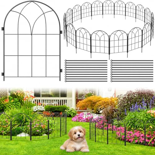 26 Pack Arch Garden Fence, 27 ft Rustproof No Dig Animal Barrier - size: 26 Arched Panels-20.4in(H)x27.2ft(L)