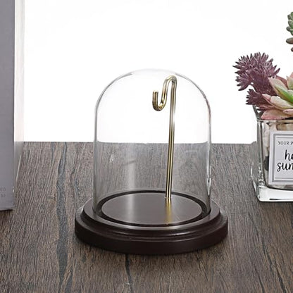 JUXYES Clear Glass Pocket Watch Display Dome Case with Base, 3x4 Inches | 2 Pack, Clear Glass, Dust Proof, Bell Terrarium Jar with Hanging Hook, For Pocket Watch Collectors and Antique Enthusiasts - size: M - 2 Pack