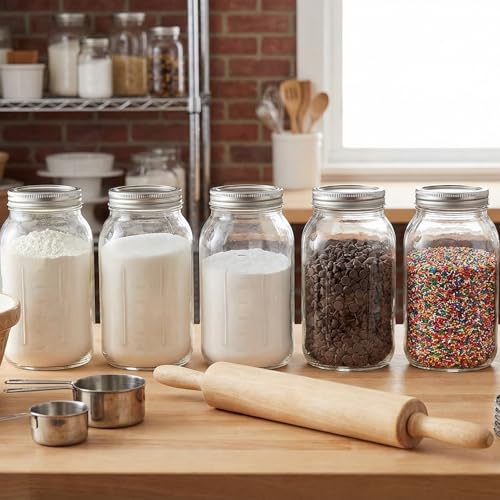 novelinks 32 oz Plastic Mason Jars and Clear Plastic Jars with Lids 32 oz - color: Silver 16Pack