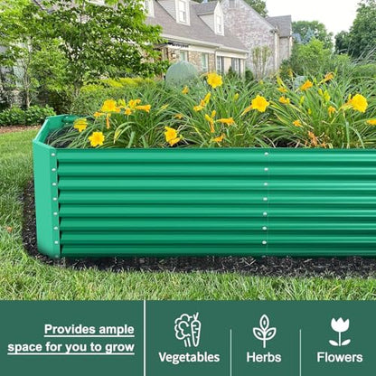 Land Guard 6×3×2 ft Galvanized Metal Raised Garden Bed, 2FT Deep Root Elevated Planter Box Steel Large Vegetable Flower Bed Kit(Green) - color: Green, size: 6×3×2ft（Rectangular）