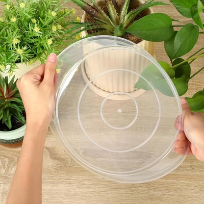 5 Pack Clear Plant Saucer, 4 5 6 8 10 12 14 16 18 20 22 Inch Durable Plastic Water Catcher Trays for Flower Pots, Plant Drip Trays for Indoor Outdoor Planter (5 inch) - size: 5 inch