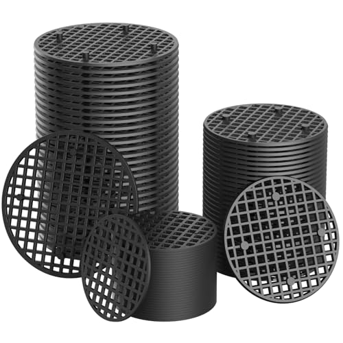 Cosmos Flower Pot Hole Mesh Insert Bottom Grid Pad Plastic Rigid Round Bonsai Drainage Mesh Screen & Netting for Garden Flower Plant Pot, 90 Pcs 3 Assorted Sizes