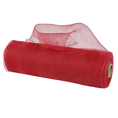 Red Deco Mesh 10 Inch Rolls Patriotic Deco Mesh Red Mesh Fabric Mesh Christmas Ribbon for Wreaths, Christmas Tree, Garland, Staircase, Mailbox, Centerpiece, Decorating and Crafts (30 Feet) - color: Red