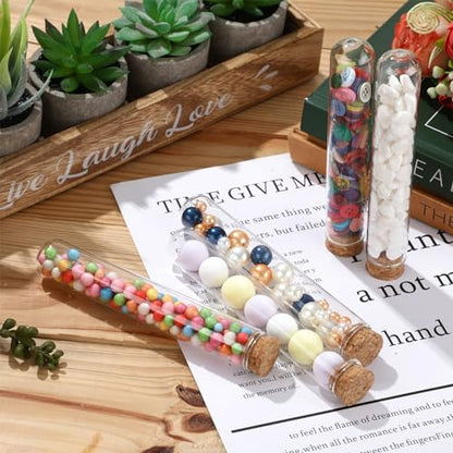 Thyle 100 Pcs Glass Test Tubes with Cork Clear Stoppers Round Bottom Lab Test Alcohol Tampons Glass Tubes Container Vials for Plants Scientific Experiments Candy Storage Party Favors (25x140mm/45ml) - size: 25x140mm/45ml