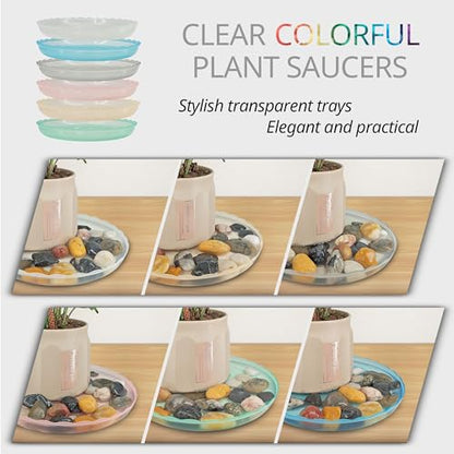 12Pcs Clear Plant Saucer, 6 8 10 Inch Durable Plastic Plant Tray, Round Plant Pot Saucers, Drip Tray for Indoor and Outdoor Garden, Clear - color: Clear(6" 8" 10")
