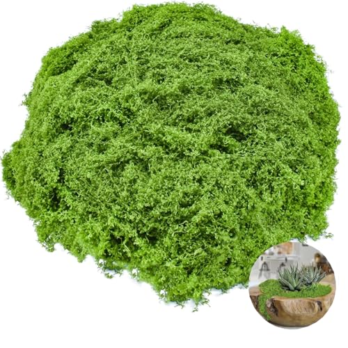 Fake Moss for Potted Plants Artificial Green Floral Moss Filler for Crafts | Artificial Floral Moss for DIY Table Centerpieces Faux Moss Filler for Indoor Outdoor Fairy Gardening Decor Craft Green Moss - color: Light Green-17.6oz