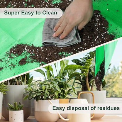 Waterproof Repotting Mat Super Thick for Potting Soil & Mix 26.8"x26.8" - color: Pale Green, size: 26.8" x 26.8"