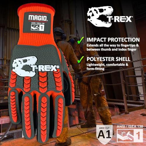 Magid T-REX TRX400 Impact Gloves, Sandy Nitrile, 1 Pair, Size 11/2XL - size: 11/XXL, style: 1 Pair