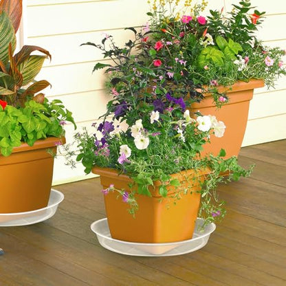 FUIJOL 4 Pack Clear Plant Saucer, Durable Plant Drip Trays Saucers for Pots, No Holes Water Catcher Trays for Indoor Outdoor Planter, Sturdy Base Plate (18", Clear) - size: 18"-4Pack