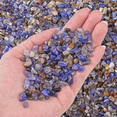 0.3Lb/100g Colorful Agate Aquarium Fish Tank Gravel Rocks, Crushed Stone Crystal Chips Bulk Natural Gemstones Pebbles Irregular for Aquarium, Vase Fillers, Succulent Plants Decor (Blue Agate) - color: Blue Agate