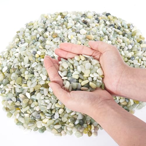 GreatBuddy 2.5-lb Decorative Rocks for Indoor Plants, 3/8" Jade Pebbles for Planters, Gravel for Succulent, Vases, Bamboo, Garden Landscaping, Crafts, Aquariums, Natural Polished - color: Jade-2.5lb, size: Medium-3/8 Inch