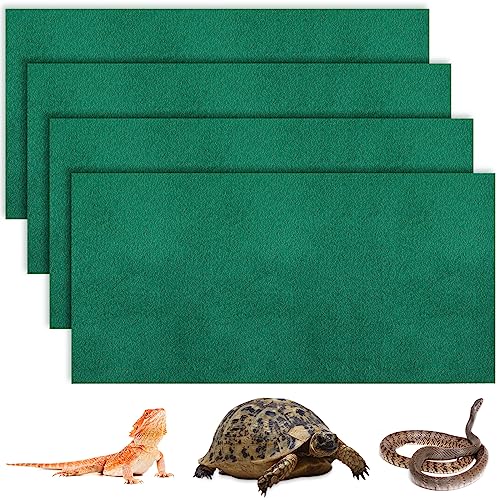 Haull 4 Pcs Reptile Carpet Terrarium Floor Mat Liner, 47 x 24 Inch, Green - color: Green