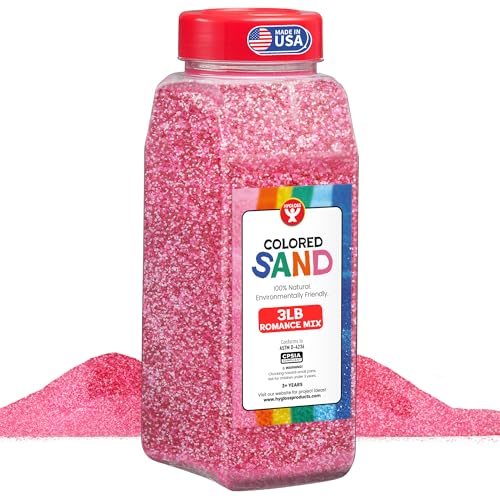 Hygloss Colored Sand – Romance Red, Pink & White Color Love Themed Craft Sand for Art, Valentine’s Day, Wedding, DIY Decor, Kids Party Crafts – 100% Natural & Environmentally Friendly (3 lb Bottle) - color: Romance Mix, size: 3-Pound