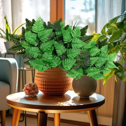 48 Pcs Spring Artificial Silk Leather Leaf Fern Stems 4 Styles Wedding Greenery Faux Leaves Pick 15.8 Inch 14.6 Inch Cemetery Leaf Plant Bouquet for Wedding Decor Garden Room Porch Decor