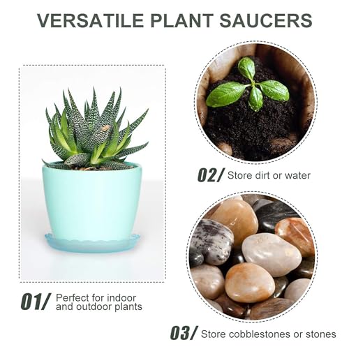 12Pcs Clear Plant Saucer, 6 8 10 Inch Durable Plastic Plant Tray, Round Plant Pot Saucers, Drip Tray for Indoor and Outdoor Garden, Green - color: Green(6" 8" 10")