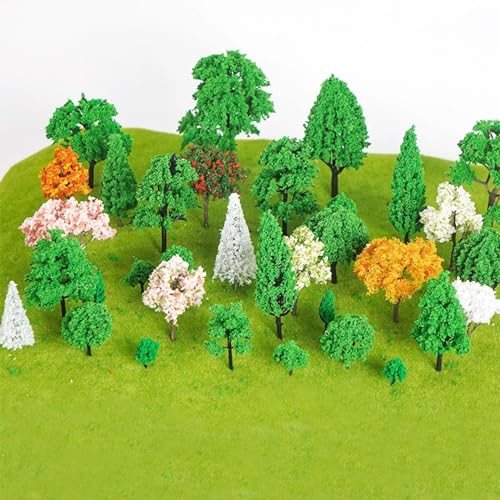 Cayway 65 PCS Model Trees Mixed Model Tree, Diorama Tree Fake Miniature Trees Model Scenery Supplies for DIY Projects Landscape Fairy Garden - color: Style C