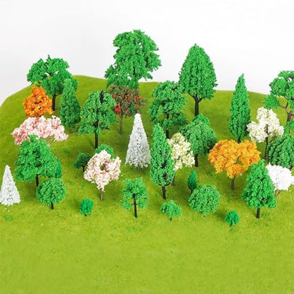Cayway 65 PCS Model Trees Mixed Model Tree, Diorama Tree Fake Miniature Trees Model Scenery Supplies for DIY Projects Landscape Fairy Garden - color: Style C