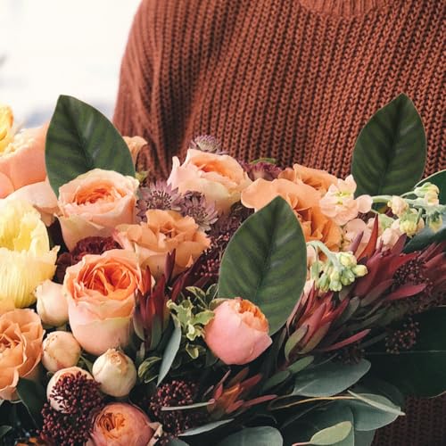 IMIKEYA 60Pcs Artificial Magnolia Leaves 7.67 Inch Faux Leaf Stems | Real Touch Greenery Picks for Vase Wedding Floral Arrangements and Home Decor