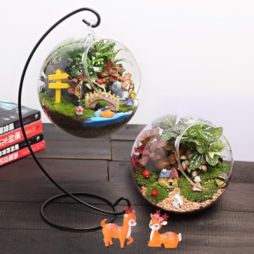 2pcs Mini Sika Deer Figurines - Cute Deer Family for Fairy Garden, Cake Toppers, Bonsai Landscape, Moss Decor, Home & Party Decorations, Micro Landscape, Woodland Animal Ornaments