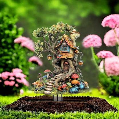 House Garden Stakes Decor Yard Acrylic - 2D Spring Garden Acrylic Sign Decoration, Yard Art, Gift for Nature Lovers, for Indoor & Outdoor Flower Pots, Yard, Mini Gardens & Lawn (5.9”x5.9”) Y29
