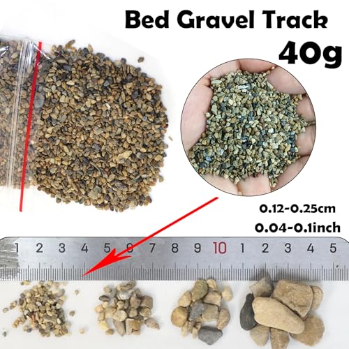 Bed Gravel Track Natural Stone Set, Mixed Sizes, 4 Packs x 40g, for Train Railway Track Diorama, Miniature Scene, Ages 14+