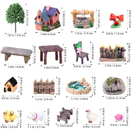 Fairy Garden Accessories, Fairies Welcome Garden Kit, 48pcs Miniature Fairy Garden Ornament for Christmas Decoration Fairy Garden Potted Plant Desk Decor