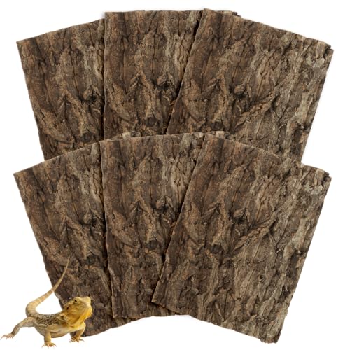 Acrux7 6PCS Cork Bark for Reptile 11.8x15.7 Inch Terrarium Background Panel | Natural Bark Backdrop and Climbing Mat for Gecko, Lizard, Chameleon, Beared Dragon, Turtle Habitat Decor, Hiding Area