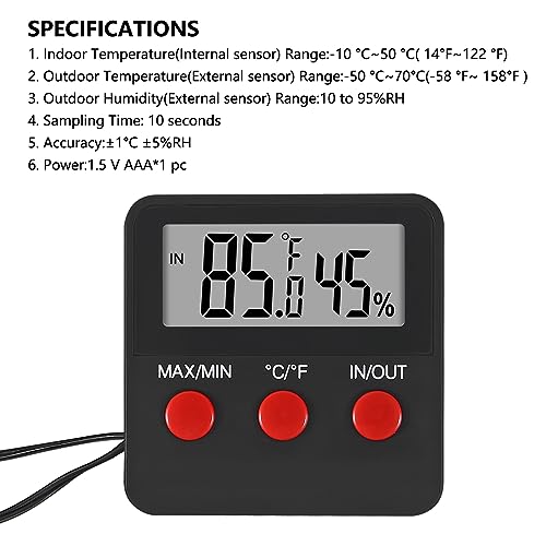 4Pcs Digital Thermometer and Humidity Thermometers Indoor and Outdoor Digital Temperature and Hygrometer Gauge with Probe for Reptile Terrarium Thermometer Pet Keeping - color: 4PCS