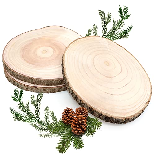 ZYNERY 3 Pcs Wood Slices for Centerpieces 13-15 Inches, Unfinished Wood Rounds Rustic Decor, Natural Large Wooden Circles Centerpieces for Tables, DIY Wedding Decoration Wood Pieces for Painting