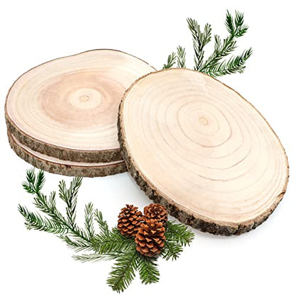 ZYNERY 3 Pcs Wood Slices for Centerpieces 13-15 Inches, Unfinished Wood Rounds Rustic Decor, Natural Large Wooden Circles Centerpieces for Tables, DIY Wedding Decoration Wood Pieces for Painting