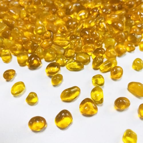 0.89LB Yellow Aquarium Glass Stones Sea Glass Pebbles for Fish Tanks Decorations Aquarium Gravel Fish Tank Rocks, Glass Gems Stones Beads Pebbles Rock Sand for Vase Filler Fish Turtle Tank Decorations - color: Yellow