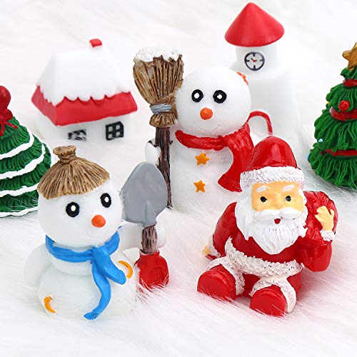 DIYASY Christmas Miniature Figurines,40 Pcs Mini Crafts Resin Santa Claus Snowman Elk Ornaments Kit for DIY Christmas Fairy Garden and Snow Globes - color: Multi Xmas