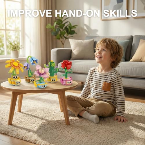 12-in-1 Flower Building Set, Botanical Collection Floral Decor Kit, Creative STEM Toy Christmas Birthday Easter Gift for Kids Girls Boys 6+ Years Old