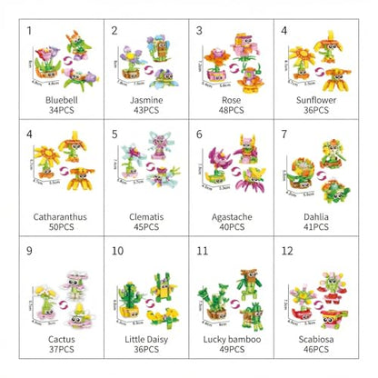 12-in-1 Flower Building Set, Botanical Collection Floral Decor Kit, Creative STEM Toy Christmas Birthday Easter Gift for Kids Girls Boys 6+ Years Old