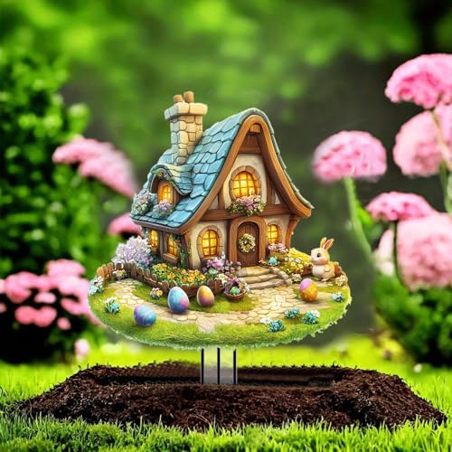 House Garden Stakes Decor Yard Acrylic - 2D Spring Garden Acrylic Sign Decoration, Yard Art, Gift for Nature Lovers, for Indoor & Outdoor Flower Pots, Yard, Mini Gardens & Lawn (5.9”x5.9”) Y23