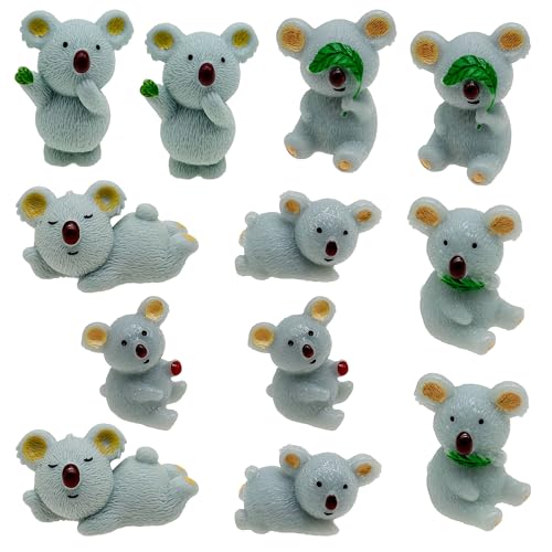 Cayway 12 PCS Miniature Koala Bear, Mini Koala Decor Fairy Garden Animals for Plant Pots Bonsai Craft, Micro Landscaping Decoration - color: Mini Koala