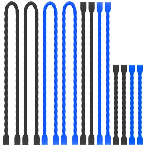 12pcs 3-12In Silicone Cable Ties Reusable Steel-Core Twist Ties Wire Straps - color: Black&blue, size: 3-12 Inch
