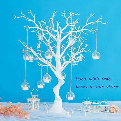 Sziqiqi Hanging Glass Globes Orbs Tea Light Candle Holders with Flameless LED Tealight for Wedding Ornaments, Wedding Birthday Christmas Party Centerpiece Accessory 2.36inch 20pcs +4 Extra | Glass Ball Fillable with Trinkets, for Wedding Ornament, Christm