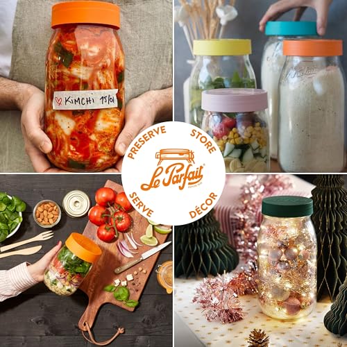 Le Parfait Screw Top Jar 2L (64oz) Wide Mouth Glass Jar, Pine, 3 Pack - color: 2L-Pine (Set/3)