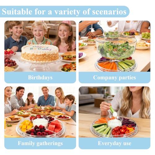 Masthome Acrylic Cake Stand with Dome,6-in-1,Send Fork Spoon - color: Acrylic Cake Stand With Lid