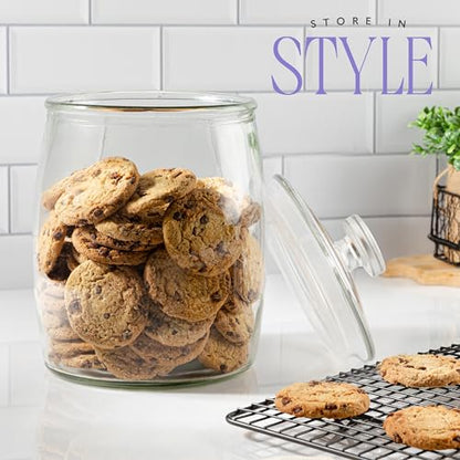 Large Glass Cookie Jar with Airtight Lid - 1 Gallon Storage Container for Candy, Flour, Sugar, Pet Food & Dog Treat Canister - Pack of 1
