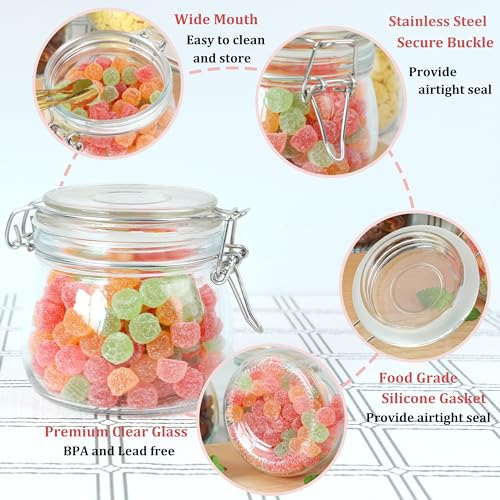 Glass Jar With Airtight Lid 24 OZ 3 Pack Airtight Food Storage Containers Leakproof Wide Mouth Canister For Coffee Beans, Sugar, Canning, Candy, Cereal, Pickle, Cookies, Dried Fruits - size: 24 OZ 3 Pack
