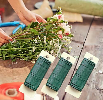 22 Gauge Green Floral Wire 3 Pack 114 Yards Flexible Paddle Wire for Christmas Wreath Tree,Crafts,Garland and Floral Arrangements (3,Green, 114 Yards) - color: Green