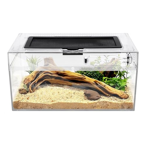 Reptile PC Terrarium Amphibian Tank Spider Enclosure Snake Cage 7x11.8x5.9inch Suitable for breeding Leopard Gecko,Frog,Hermit Crab,Lizards,Isopod,Tarantula,Turtles,Chameleons,Jumping Spiders - color: Transparent, size: Large