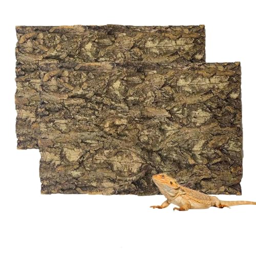 2PCS 11.8"x7.8" Natural Thickened Reptile Cork Bark Terrarium Background | Reptile Tank Background Board Climbing Wall Decor Terrarium Accessories for Lizard Bearded Dragon Gecko Chameleon Tortoise - size: 2PCS - S：11.8" x 7.8"
