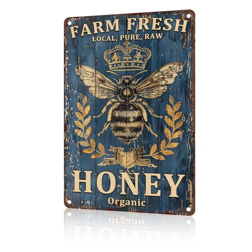 Farm Fresh Bee Honey Vintage Wall Decor Garage Home bar Wall Decoration gift 8 x 12 Inch - color: Garden 1, size: 8x12Inch(20x30cm)